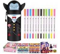 Kawaii Astuccio Scuola 2 in 1 in Morbido Silicone - Halloween Gel cancellabile, diametro punta 0,7 mm (Pipistrello 3)