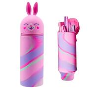 Kawaii Astuccio Scuola 2 in 1 in Morbido Silicone, Telescopico Astuccio 2-in-1 con Cerniera, 2 in 1 astuccio retrattile penna, Chiusura con Cerniera, Penne Pastelli Pennarelli (#02 - Coniglio)