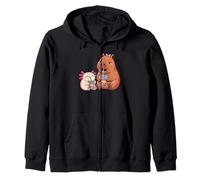 Kawaii Axolotl E Capybara Bere Bubble Boba Tea Ragazze Felpa con Cappuccio