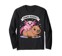Kawaii Axolotl e Capybara Cute Animal Buddies Design Maglia a Manica