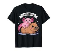 Kawaii Axolotl e Capybara Cute Animal Buddies Design Maglietta