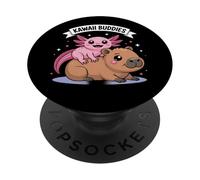 Kawaii Axolotl e Capybara Cute Animal Buddies Design PopSockets PopGrip Adesivo