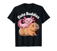 Kawaii Axolotl e Capybara Cute Buddies Animal Design Maglietta