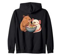 Kawaii Axolotl E Capybara Mangiare Ramen Noodles Carino Animale Felpa con Cappuccio