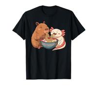 Kawaii Axolotl E Capybara Mangiare Ramen Noodles Carino Animale Maglietta