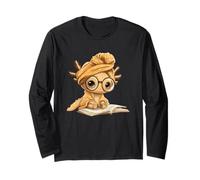 Kawaii Axolotl Student Reading Book Lover Design Maglia a Manica