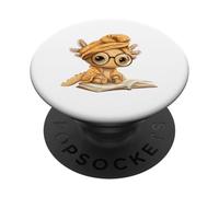 Kawaii Axolotl Student Reading Book Lover Design PopSockets PopGrip Adesivo