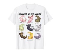 Kawaii Axolotls of The World Axolotl Morphs Chart Ragazzi Ragazze Maglietta