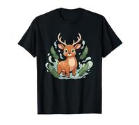 Kawaii Baby Deer con Corna Foresta Vibes Maglietta