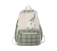 Kawaii Backpack with Pendant Cute Backpack Plaid Aesthetic Backpack School Bags (Gre LMX