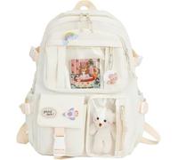 Kawaii Backpack with Pendant, Large Capacity Cute Bear Accessories Backpack for School Multi Pocket Rucksack for Teen Girls Cute Kawaii School Backpacks Nice processing