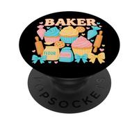 Kawaii Baker Cupcake Coquette Design con Farina & Fiocchi PopSockets PopGrip Adesivo