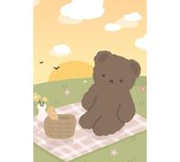 Kawaii Bear Notebook - Cute Teddy Bear Picnic Journal, Aesthetic Pastel Diary, Cute School Notebook, Soft Cartoon Bear Writing Journal. 7 x 10" notebook. 200 Lined pages