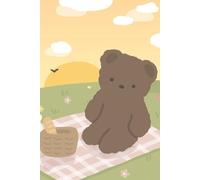 Kawaii Bear Notebook - Cute Teddy Bear Picnic Journal, Aesthetic Pastel Diary, Cute School Notebook, Soft Cartoon Bear Writing Journal. 6 x 19" notebook. 100 Lined pages