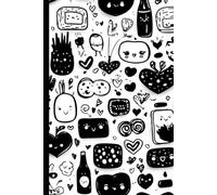 Kawaii black and white heart pattern very cute: Work Notebook, Funny Office Gift for Women, Coworker, Boss, Secret Santa Gag Gift (Blank Lined Journal)