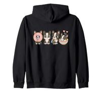 Kawaii Boston Terrier Puppy Squad Cute Donut Bowl Zaino A Felpa con Cappuccio