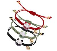 Kawaii Bracciale Gatto con Perline in Ceramica Regolabile Bracciale dell'amicizia Intrecciato per Uomo Donna Ragazza