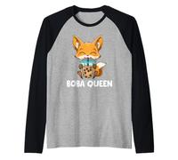 Kawaii Bubble Tea Fox Boba Queen Cute Boba Fox Maglia con Maniche Raglan