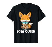 Kawaii Bubble Tea Fox Boba Queen Cute Boba Fox Maglietta