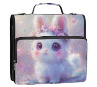 Kawaii Bunny Carino Raccoglitore Cerniera Organizer 1 1/2 Pollici 3 Anelli Raccoglitori ad Anelli D Raccoglitori con Cinghia Borsa Scuola Media Multi Tasche Grande Cartella Portfolio