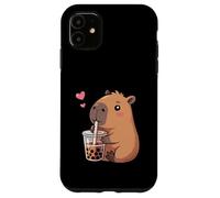 Kawaii Capybara Bere Bubble Tea Boba Capybara Ragazze Bambini Custodia per iPhone 11