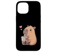 Kawaii Capybara Bere Bubble Tea Boba Capybara Ragazze Bambini Custodia per iPhone 15