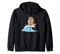 Kawaii Capybara Catching The Perfect Wave Felpa con Cappuccio