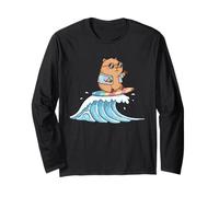 Kawaii Capybara Catching The Perfect Wave Maglia a Manica