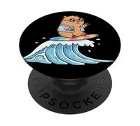 Kawaii Capybara Catching the Perfect Wave PopSockets PopGrip Adesivo