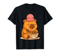 Kawaii Capybara e Polpo Mangiare Cibo Giapponese Takoyaki Maglietta