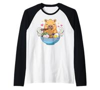 Kawaii Capybara Eating Ramen Noodles Cute Capybara Boy Girl Maglia con Maniche Raglan