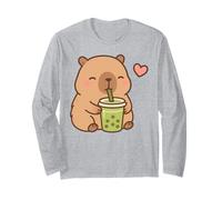 Kawaii Capybara Ragazze Bere Matcha Tee Carino Capy Amante Maglia a Manica