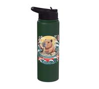 Kawaii Capybara Ramen Noodles Anime Wave Stainless Steel Insulated Water Bottle
