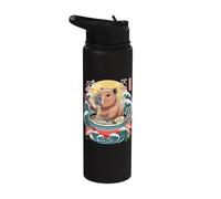 Kawaii Capybara Ramen Noodles Anime Wave Stainless Steel Insulated Water Bottle
