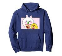 Kawaii Carino Anime Coniglio e Anatra Bere Bubble Tea Felpa con Cappuccio