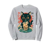 Kawaii Cat Bere Boba Tea Anime Arte Grafica Giapponese Felpa