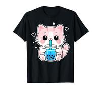 Kawaii Cat Boba Drink Giapponese Carino Anime Divertente Gatto Maglietta