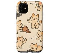 Kawaii Cat Cartoon Funny Mischief Kitty Chaos Pattern Custodia per iPhone 11
