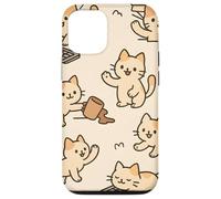 Kawaii Cat Cartoon Funny Mischief Kitty Chaos Pattern Custodia per iPhone 12/12 Pro