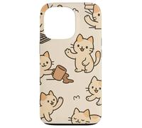 Kawaii Cat Cartoon Funny Mischief Kitty Chaos Pattern Custodia per iPhone 13 Pro