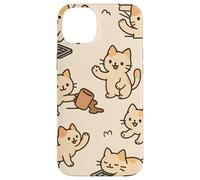 Kawaii Cat Cartoon Funny Mischief Kitty Chaos Pattern Custodia per iPhone 14 Plus