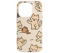 Kawaii Cat Cartoon Funny Mischief Kitty Chaos Pattern Custodia per iPhone 14 Pro