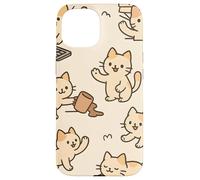 Kawaii Cat Cartoon Funny Mischief Kitty Chaos Pattern Custodia per iPhone 15