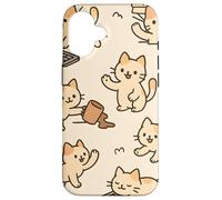 Kawaii Cat Cartoon Funny Mischief Kitty Chaos Pattern Custodia per iPhone 16