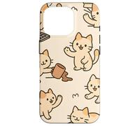 Kawaii Cat Cartoon Funny Mischief Kitty Chaos Pattern Custodia per iPhone 16 Pro