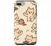 Kawaii Cat Cartoon Funny Mischief Kitty Chaos Pattern Custodia per iPhone 7 Plus/8 Plus