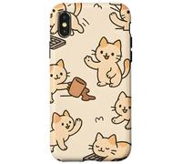 Kawaii Cat Cartoon Funny Mischief Kitty Chaos Pattern Custodia per iPhone X/XS