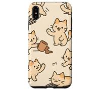 Kawaii Cat Cartoon Funny Mischief Kitty Chaos Pattern Custodia per iPhone XS Max