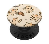 Kawaii Cat Cartoon Funny Mischief Kitty Chaos Pattern PopSockets PopGrip Adesivo