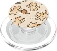 Kawaii Cat Cartoon Funny Mischief Kitty Chaos Pattern PopSockets PopGrip per MagSafe